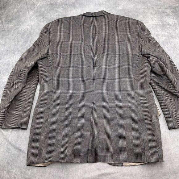 Hart Schaffner Marx Blazer Men 42R Blue Prince Edward Plaid Classic Jacket VTG - Picture 9 of 14